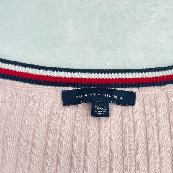 Tommy Hilfiger Cable Knit Sweater Women's XL Pink Feminine Romantic Fall Luxury - Picture 2 of 4